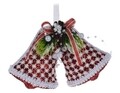 Decoratiune Bells w snowflake, 14.5x3.5x11 cm, poliester, rosu/alb