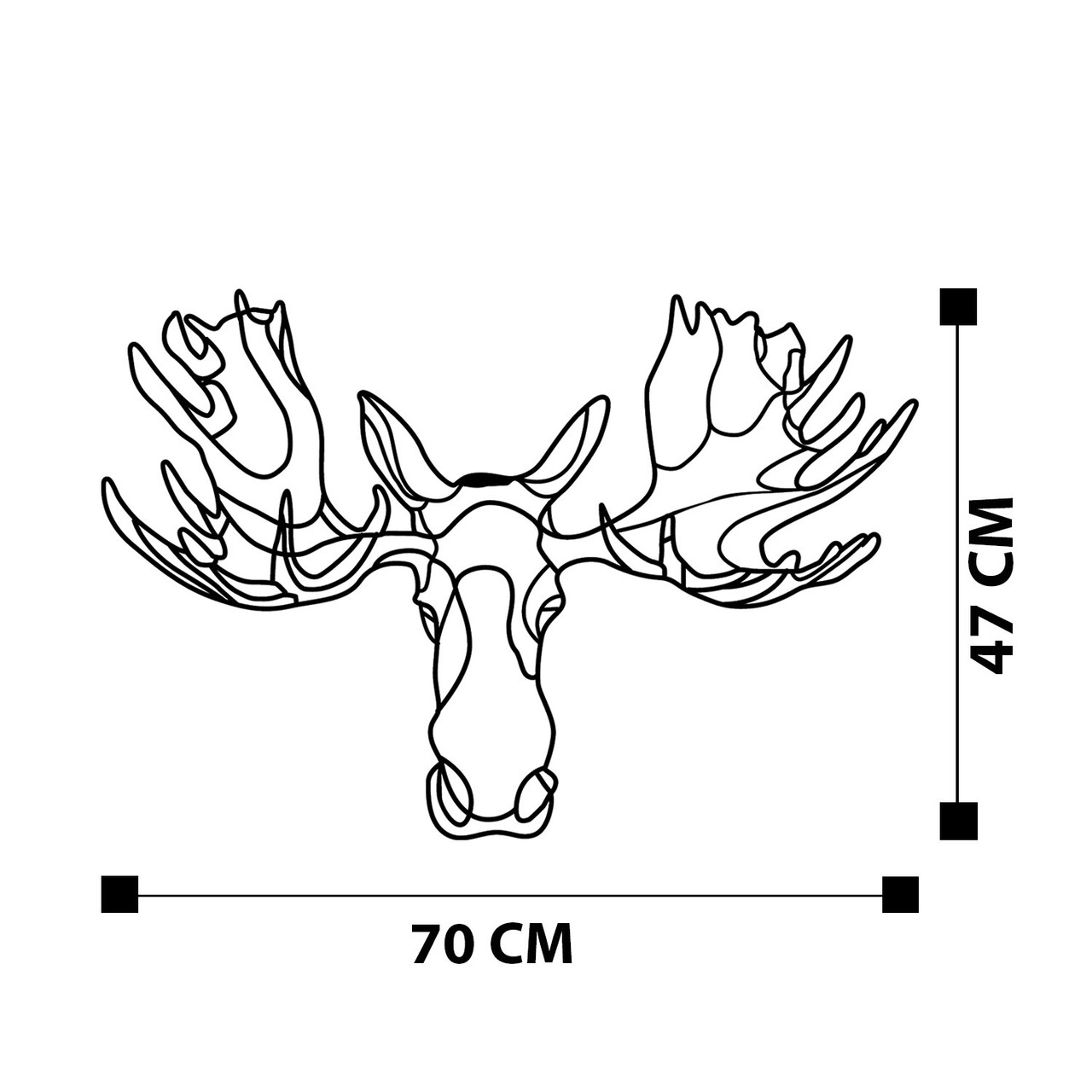 Decoratiune de perete, Vaveyla 2, metal, 70 x 47 cm, negru