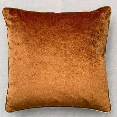 Husa de perna, Copper Velvet Pillow Cover, 43x43 cm, Polipropilena, Cupru/Verde