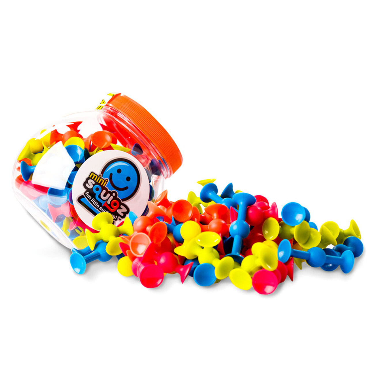 Joc de constructie Mini Squigz, Fat Brain, Tomy, 13x14 cm, silicon, multicolor