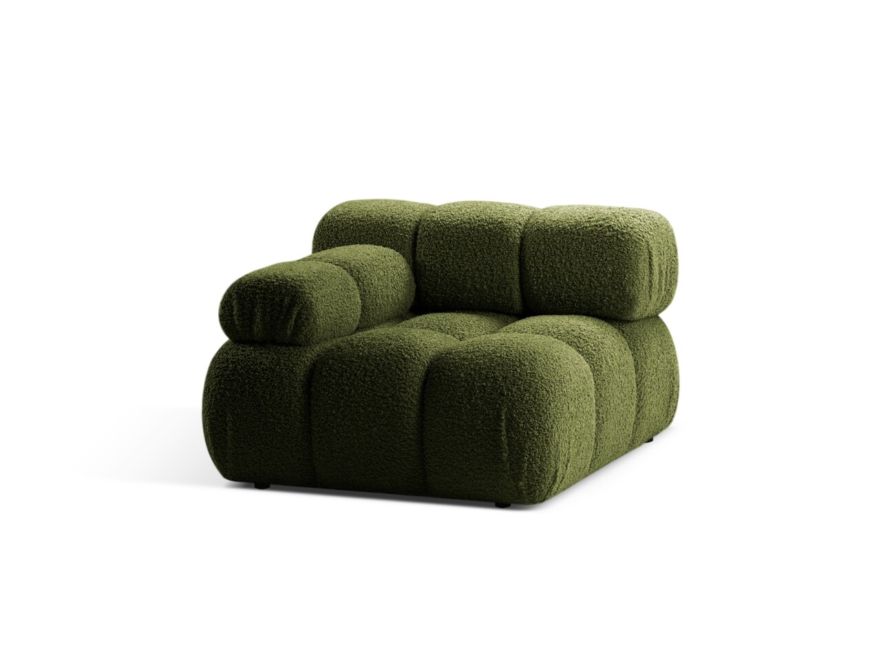 Modul stanga pentru canapea modulara, 1 loc, Bellis-213, Micadoni Home, 94x94x70 cm, tesatura boucle, verde