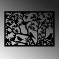 Decoratiune de perete, Tree Branch Birds 2, Metal, Dimensiune: 59 x 41 cm, Negru