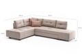 Coltar extensibil pe stanga Manama, Balcab Home, 280x206x85 cm, lemn, crem