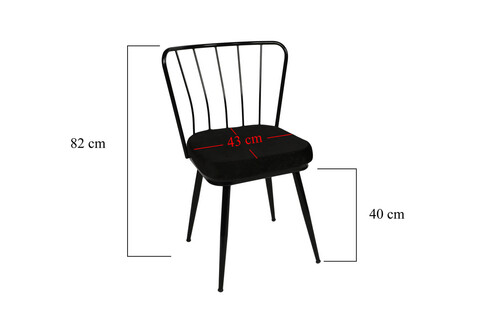 Set scaune 4 piese, Nmobb , Yıldız 181, Metal, Negru