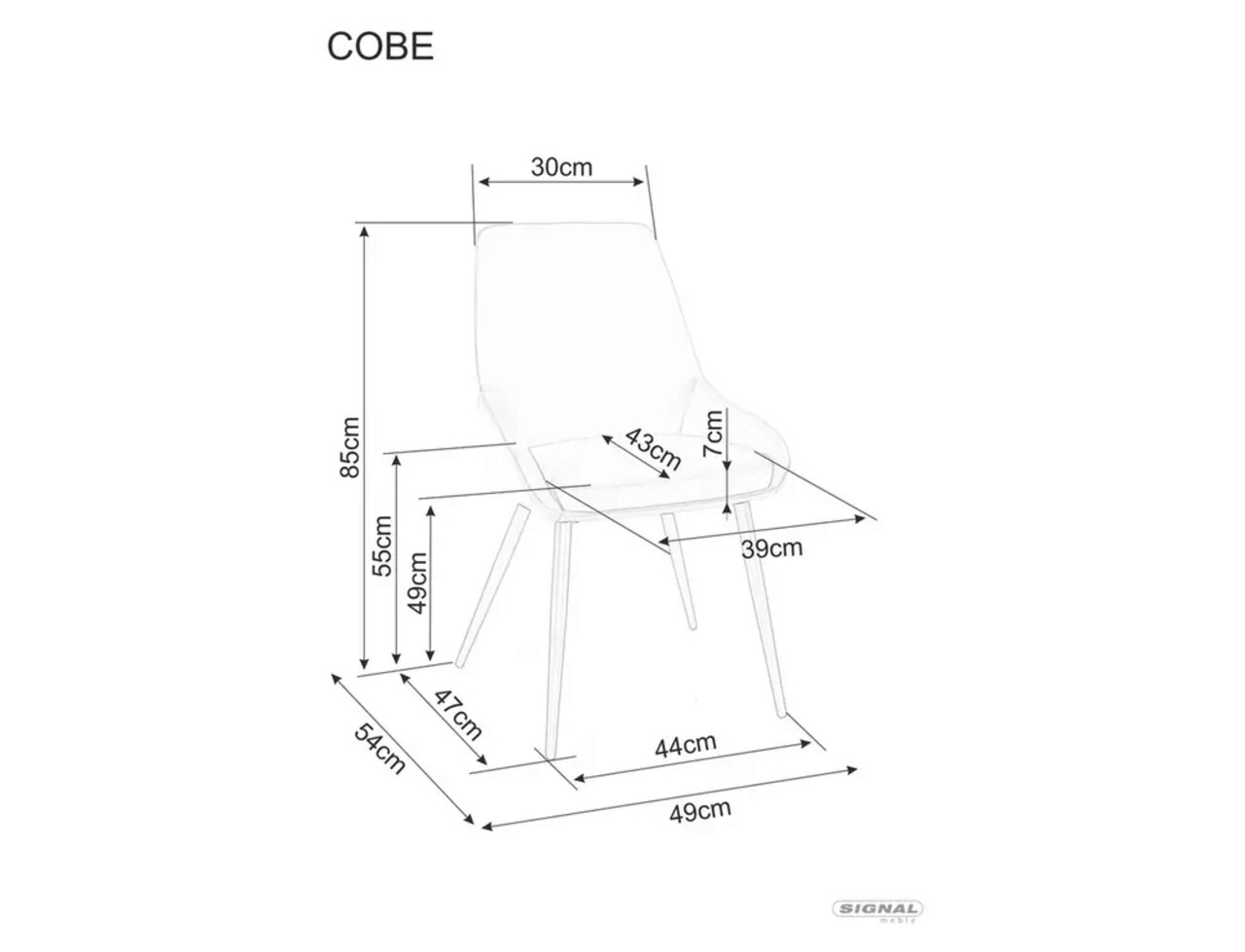 Scaun Cobe Velvet, Signal, 49x43x85 Cm, Catifea/otel, Olive/negru