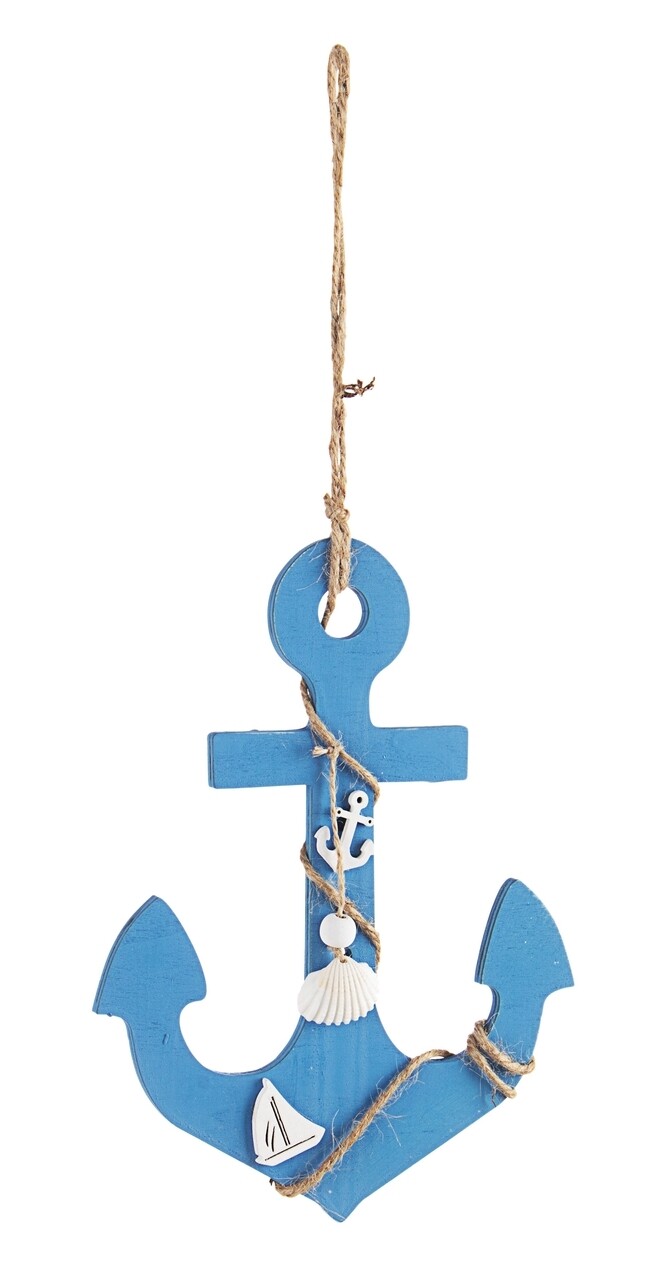 Decoratiune de perete, Bali Blue Anchor, Bizzotto, 18x24 cm, placaj/iuta