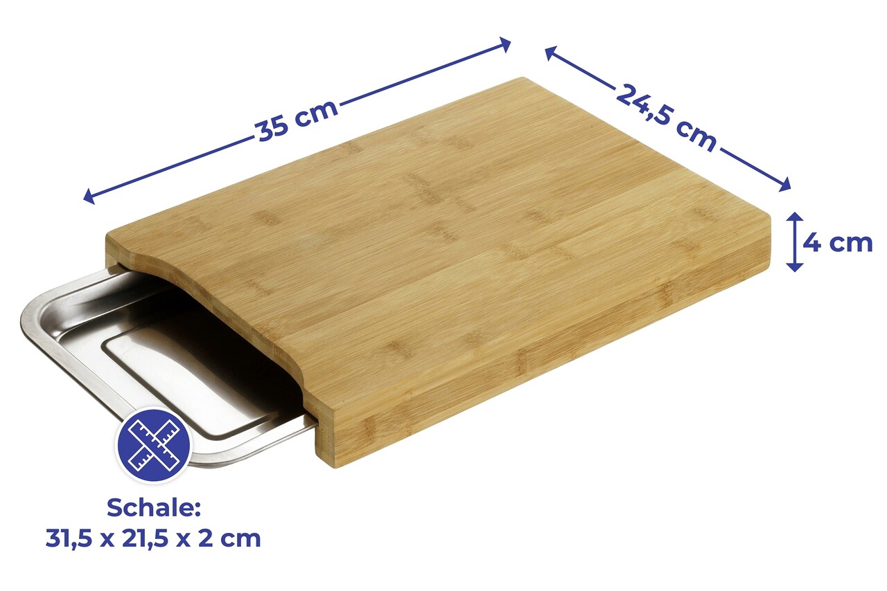 Set tocator si tava Maximex, Bamboo, 35x24.5x4 cm, bambus, maro/argintiu