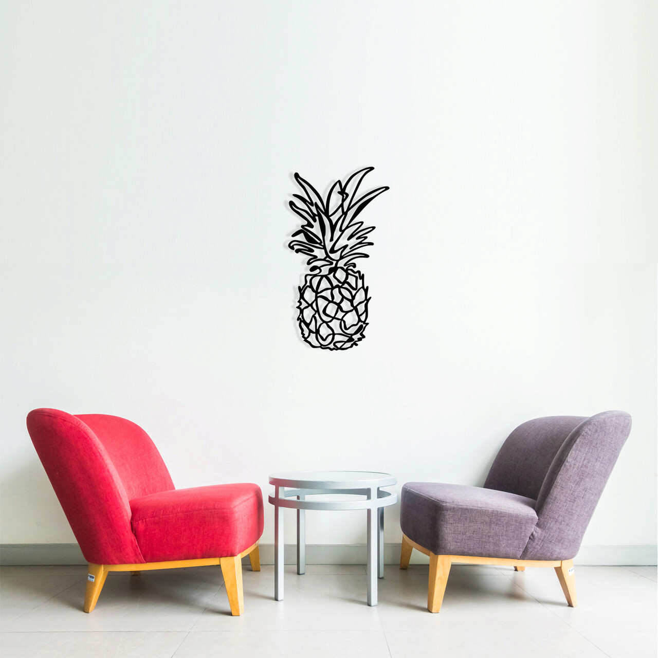 Decoratiune de perete, Ananas - M120, metal, 33 x 60 cm, negru - 1 | YEO