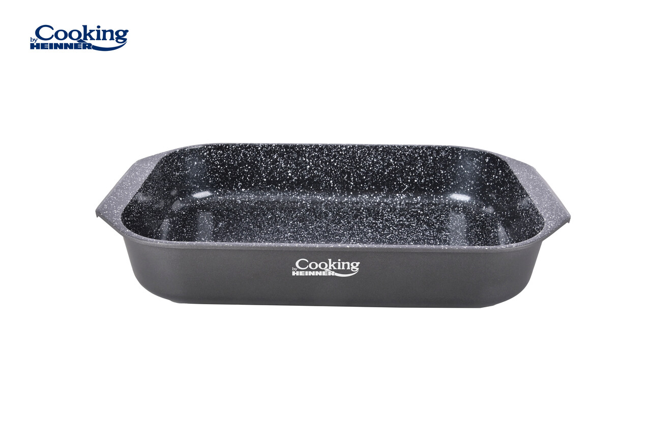 Tava cu acoperire ceramica Cooking by Heinner, 39.5x26x6.5 cm, aluminiu turnat, negru