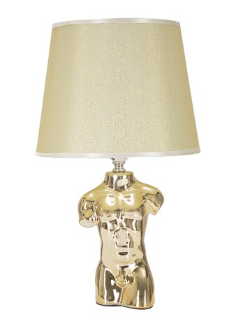 Lampa de masa, Glam Man, Mauro Ferretti, 1 x E27, 40W, 25 x 25 x 42.5 cm, ceramica/fier/textil, auriu