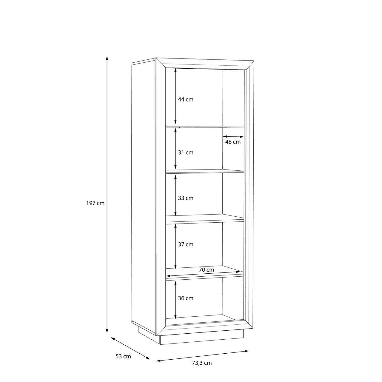 Dulap Brielle, Bedora, 73.3x53x197 cm, MDF/PAL/plastic, gri inchis/alb