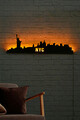 Decoratiune luminoasa LED, NYC Skyline, MDF, 60 LED-uri, Galben