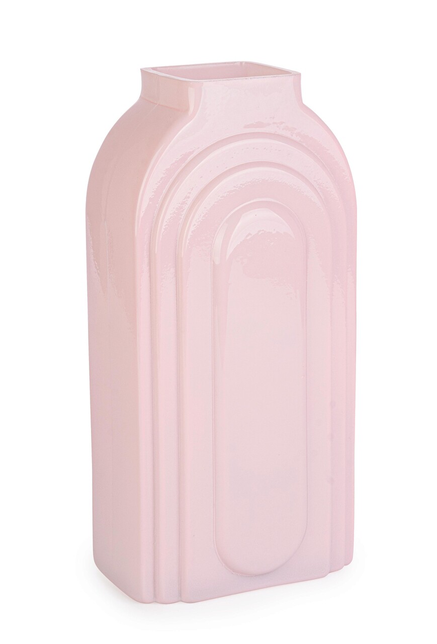 Vaza Frey, Bizzotto, 13x9.5x26.5 cm, sticla, roz