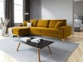 Coltar stanga, Madara, Mazzini Sofas, 5 locuri, gold legs, 254x182x90 cm, catifea, galben