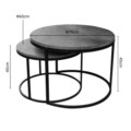 Set 2 masute de cafea Solme, Pakoworld, 75x75x45 cm/60x60x40 cm, PAL/metal, gri marmorat/negru