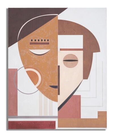 Tablou decorativ Ethnic Face, Mauro Ferretti, 80x100 cm, lemn pin/canvas pictat manual