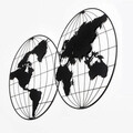 Decoratiune de perete, World Map 18, Metal, Dimensiune: 113 x 60 cm, Negru