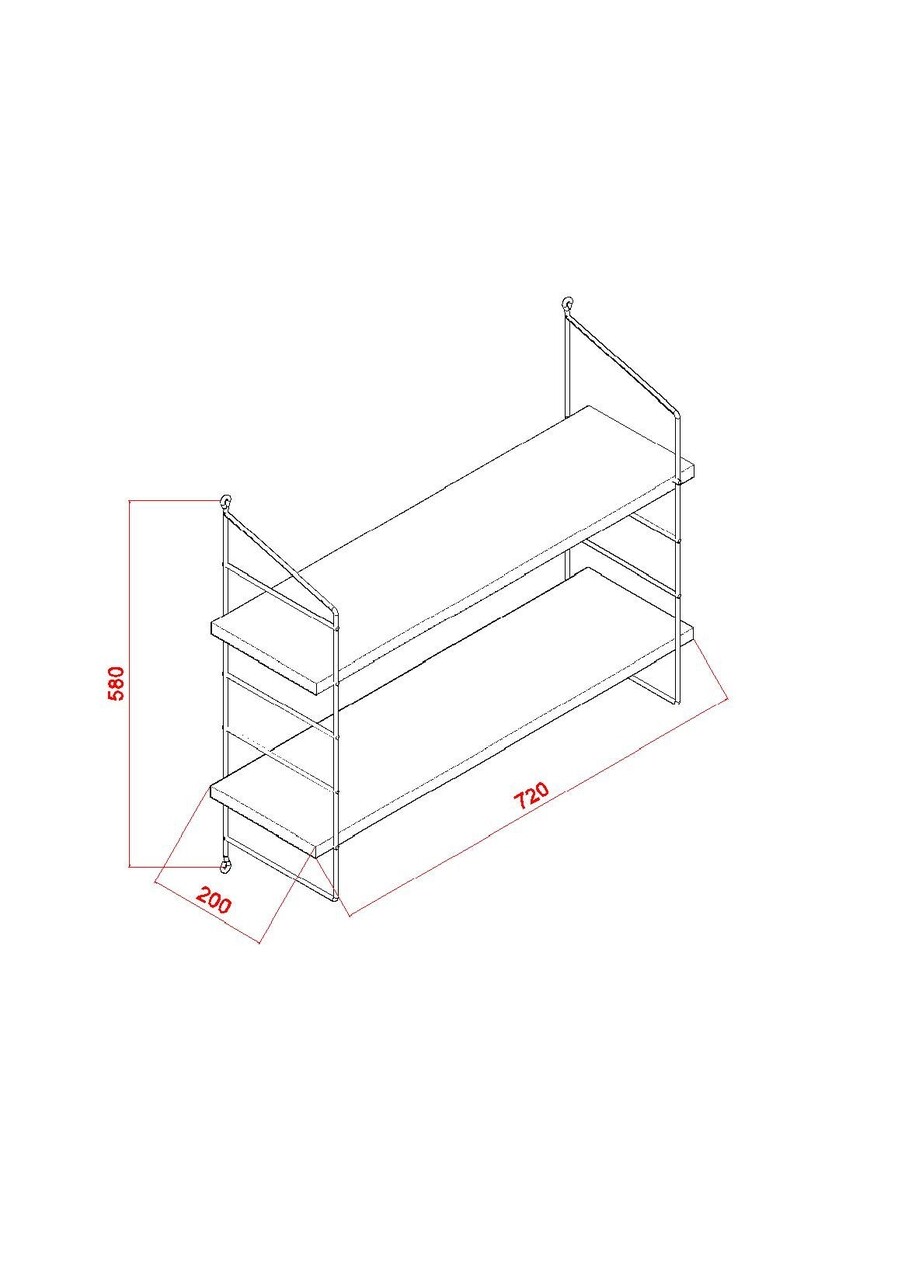 Raft pentru perete Armoni, Decormet, 2 nivele, 72x20x58 cm, alb/negru - 2 | YEO