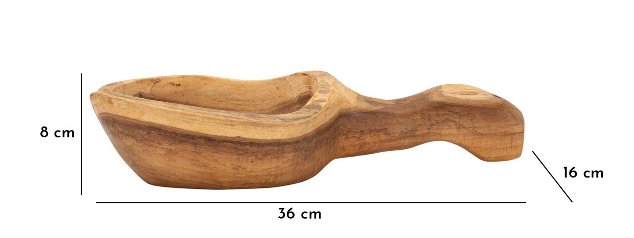 Sculptura decorativa / vas decorativ Spoon, Mauro Ferretti, 36x16x8 cm, tec reciclat, lucrat manual, model unicat, maro - 1 | YEO