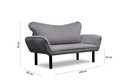 Canapea extensibilă cu 2 locuri, Futon, 859FTN1229, Metal, Gri