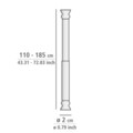 Bara extensibila pentru perdeaua de dus, Wenko, Strong White, 110 - 185 cm, 2 cm Ø, aluminiu, alb