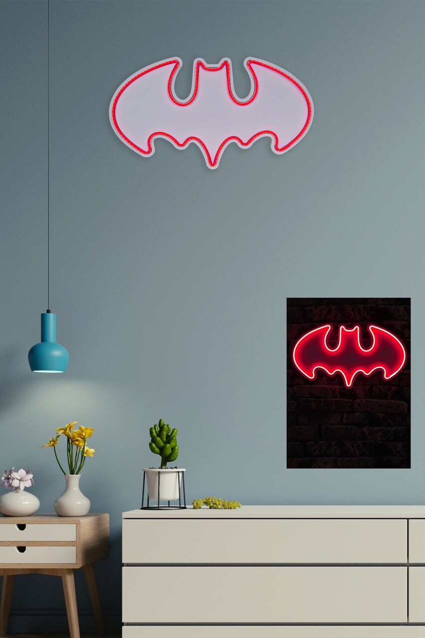 Decoratiune Luminoasa LED, Batman Bat Light, Benzi Flexibile De Neon, DC 12 V, Rosu