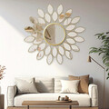 Oglinda decorativa Flower, Pakoworld, 83x83 cm, PAL melaminat, auriu