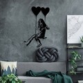 Decoratiune de perete, Banksy Art, Metal, Dimensiune: 50 x 79 cm, Negru