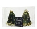 Se 2 globuri Bell, Decoris, 6.5x8 cm, sticla, verde