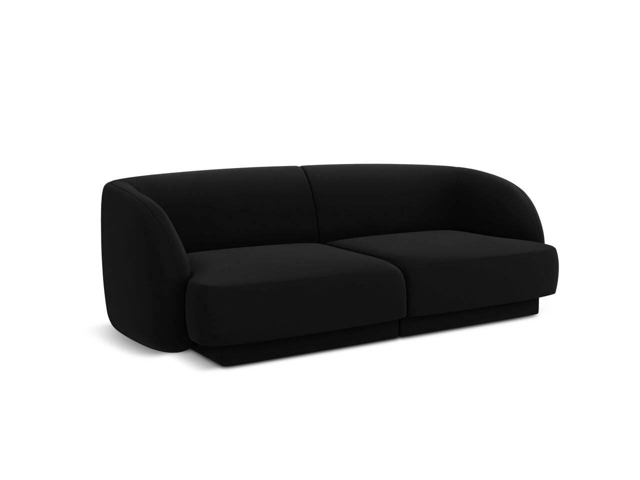 Canapea 2 locuri, Miley, Micadoni Home, BL, 184x85x74 cm, catifea, negru - 1 | YEO