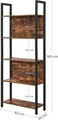 Corp biblioteca Alinru, Vasagle, 62 x 24 x 165 cm, PAL/otel, maro rustic