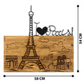 Decoratiune de perete, I Love You Paris, lemn/metal, 58 x 54 cm, negru/maro