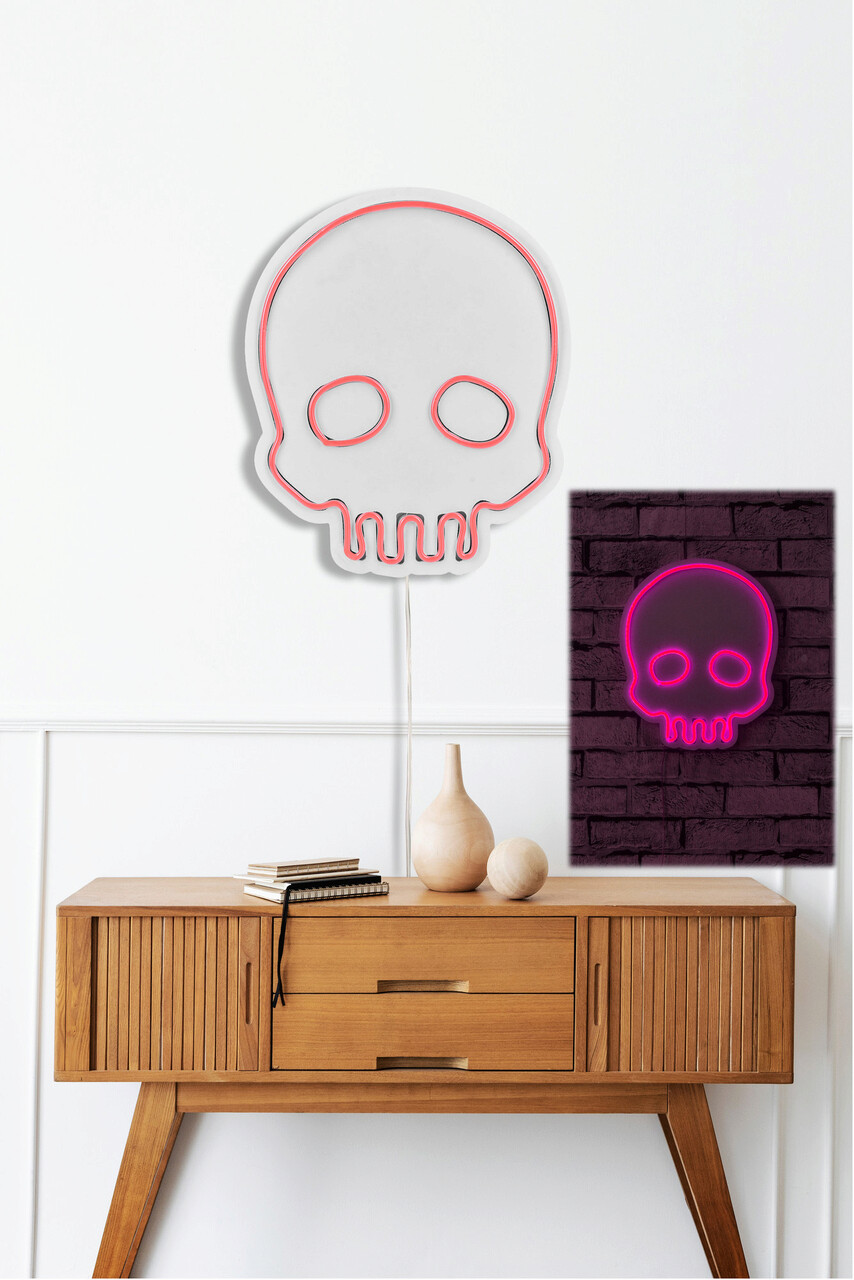 Decoratiune luminoasa LED, Skull, Benzi flexibile de neon, DC 12 V, Roz - 2 | YEO