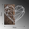 Decoratiune de perete, Heart, 50% lemn/50% metal, Dimensiune: 58 x 58 cm, Nuc / Argint