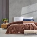 Cuvertura Double, 220x240 cm, 100% bumbac, tesatura Jacquard, Camel, Saheser, crem