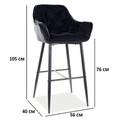 Scaun de bar Cherry H-1 Velvet, Signal, 56x40x105 cm, catifea/otel, negru