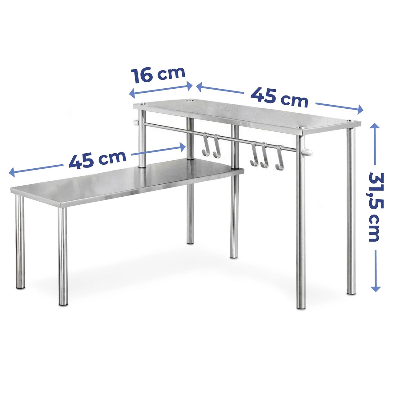 Set 2 rafturi pentru colt bucatarie Maximex, Kitchen, 45x16x31.5 cm, inox, argintiu