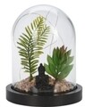 Decoratiune luminoasa Buddha w plant, 14x14x17 cm, ciment, negru