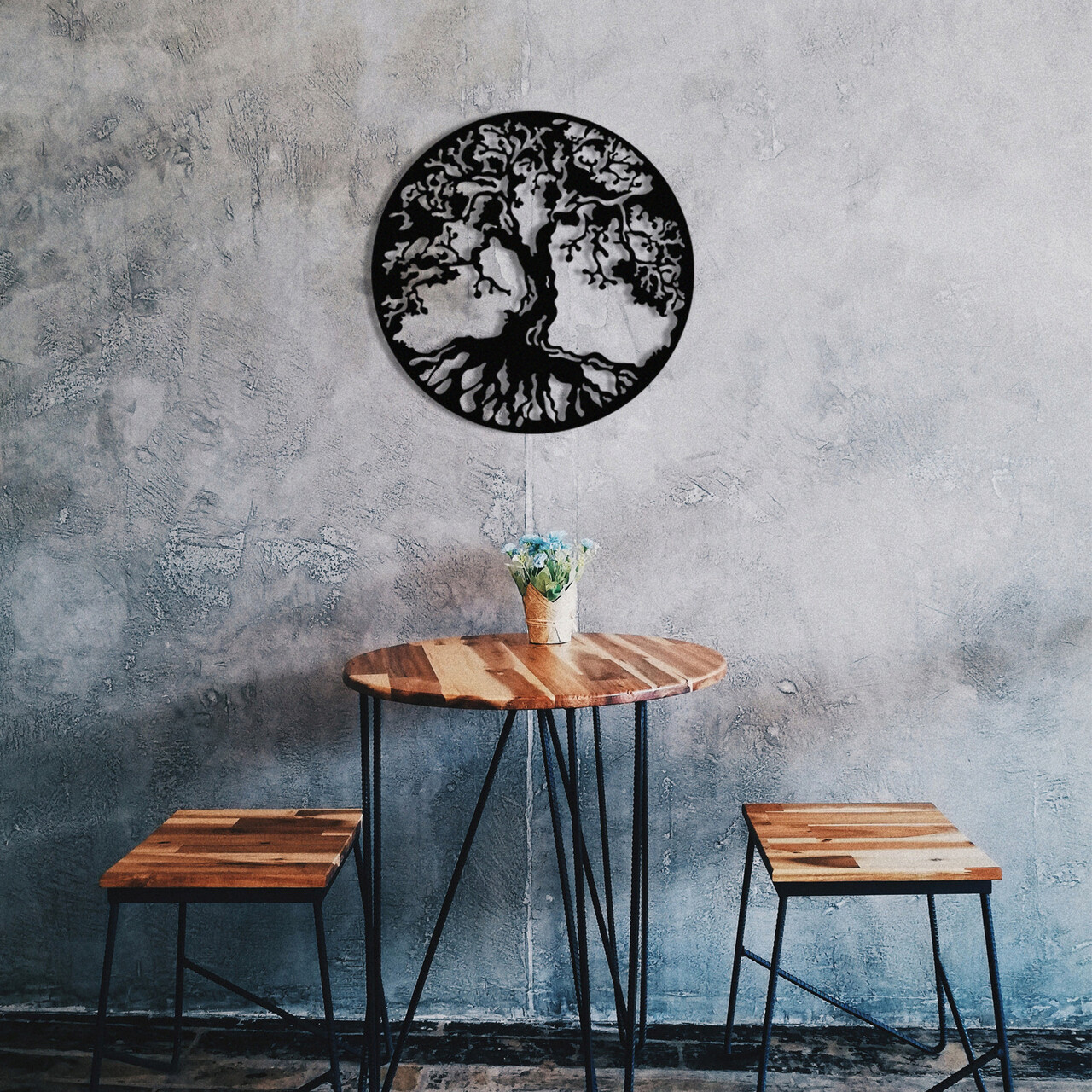 Decoratiune de perete, Tree, metal, 60 x 60 cm, negru - 2 | YEO