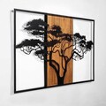 Decoratiune de perete, Acacia Tree, Lemn/metal, 90 x 58 cm, Nuc / Negru