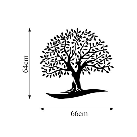 Decoratiune de perete, Monumental Tree 21, Metal, Dimensiune: 66 x 64 cm, Negru