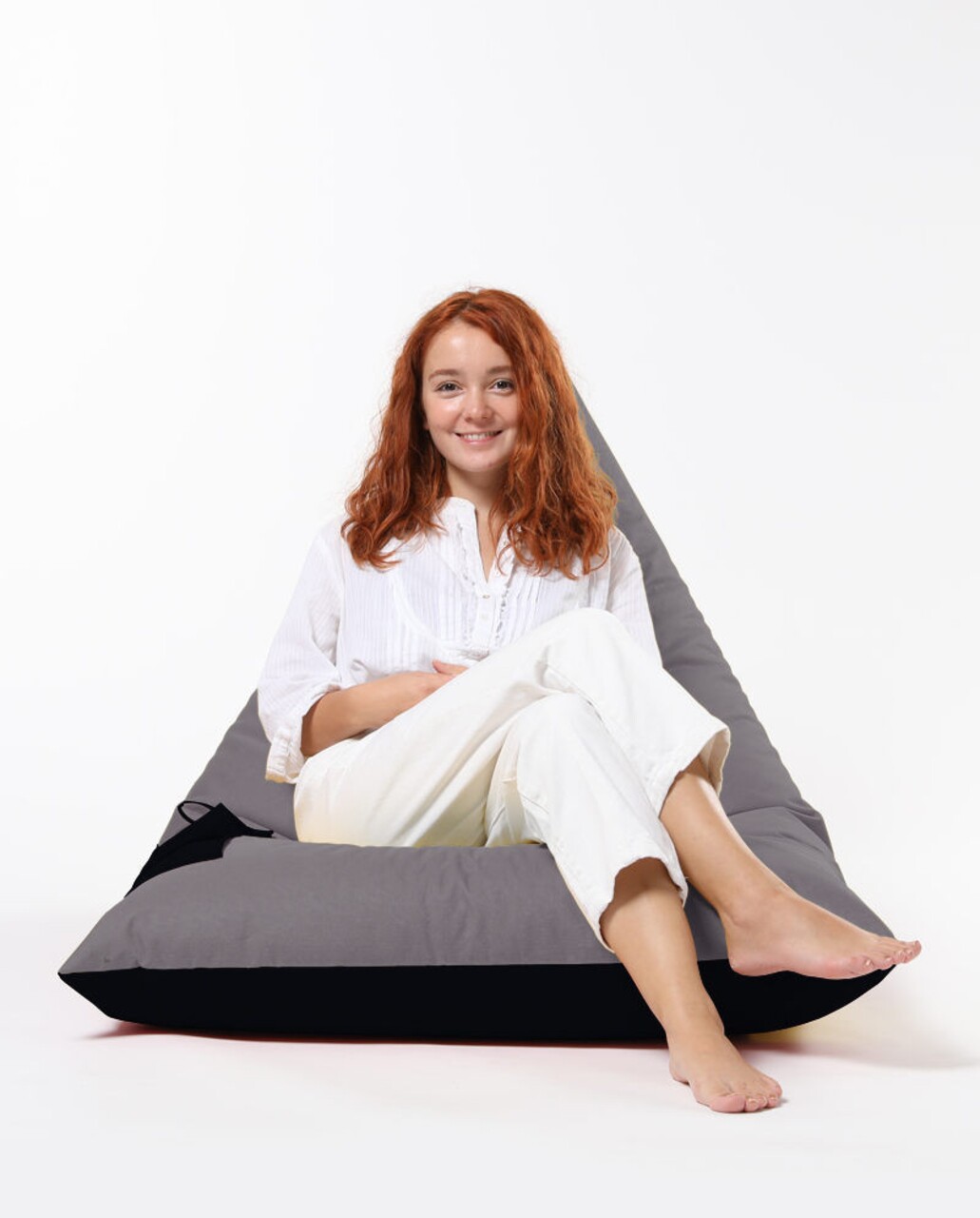 Fotoliu puf, Bean Bag Ferndale, Pyramid Double Color, 145 cm, poliester impermeabil, gri fumuriu/negru - 1 | YEO