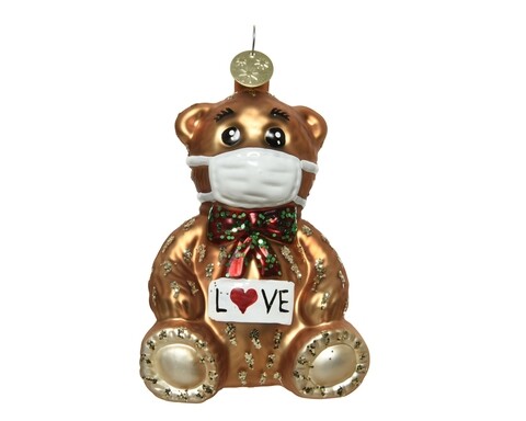 Glob Bear w mask, Decoris, 6.2x5x8.5 cm, sticla, multicolor