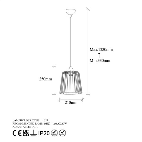 Lustra, Fulgor, 942FLG1318, Metal, Negru/Maro antic