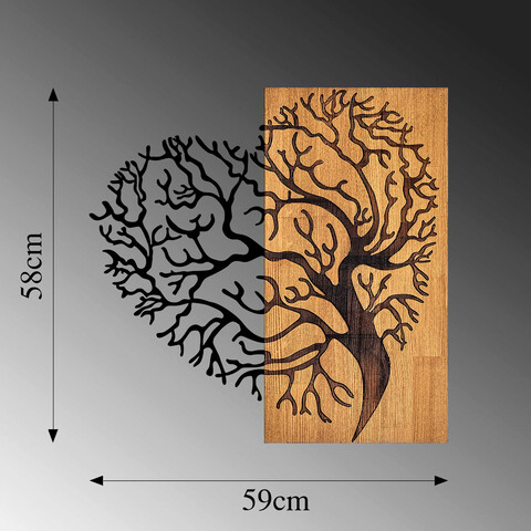 Decoratiune de perete, MA-289, 50% lemn/50% metal, Dimensiune: 58 x 62 cm, Nuc / Negru