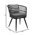 Set mobilier de gradina 7 piese Naoki Comfy, Pakoworld, masa si 6 scaune, metal/ratan sintetic, negru/gri