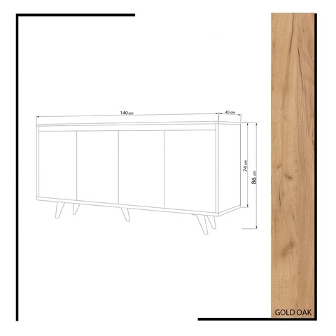 Bufet inferior Shans, Mod Design, 140x40x86 cm, natural/alb