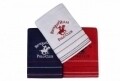 Set 3 prosoape de baie Beverly Hills Polo Club, 70x140 cm, 100% bumbac, White/Dark Blue/Red