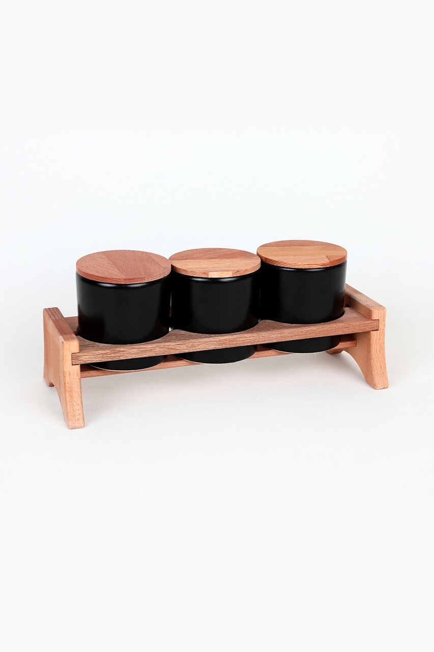 Set 3 cutii alimentare ST040803F956, Keramika, ceramica, negru - 1 | YEO