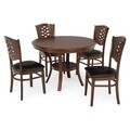 Set dining, Masa + 4 scaune, Kaly, 75 x 107 cm, lemn/MDF/piele ecologica, maro